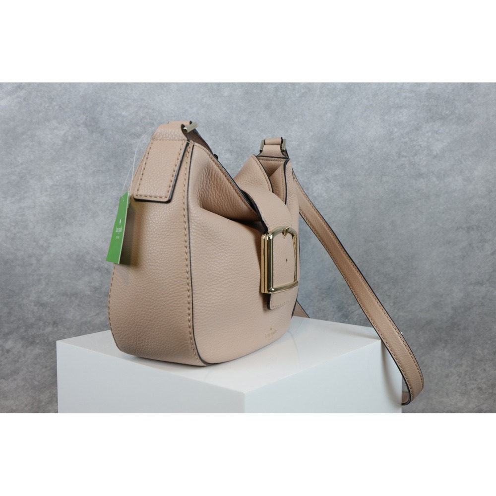 Kate Spade Buckle Small Hobo Shoulder Bag‎ Dusty Pink Leather Satchel Purse - Picture 4 of 9